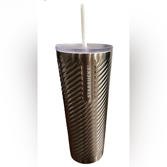 Starbucks Christmas Holiday 2022 Silver Metal Spiral Tumbler Cold Cup 24oz - Picture 1 of 1